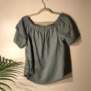 Pastel Green Off the Shoulder Top Size 12